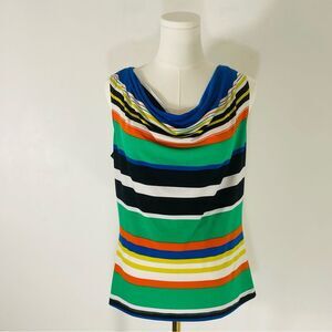 Calvin Klein Multicolored Green, Blue, Black Tank Top w Cowl Neck Size Medium